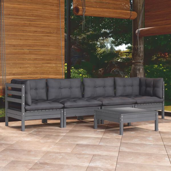 vidaXL 5-tlg. Garten-Lounge-Set mit Kissen Kiefer Massivholz