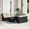 vidaXL Gartensofa-set mit Kissen 9 pcs Schwarz Poly-Rattan