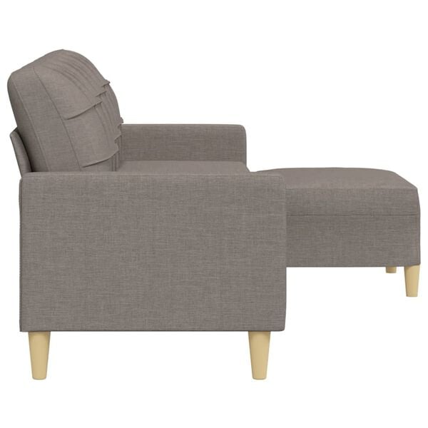 vidaXL 3-Sitzer-Sofa mit Hocker Taupe 210 cm Stoff