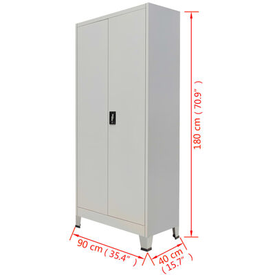vidaXL Büroschrank mit 2 Türen Stahl 90x40x180 cm Grau