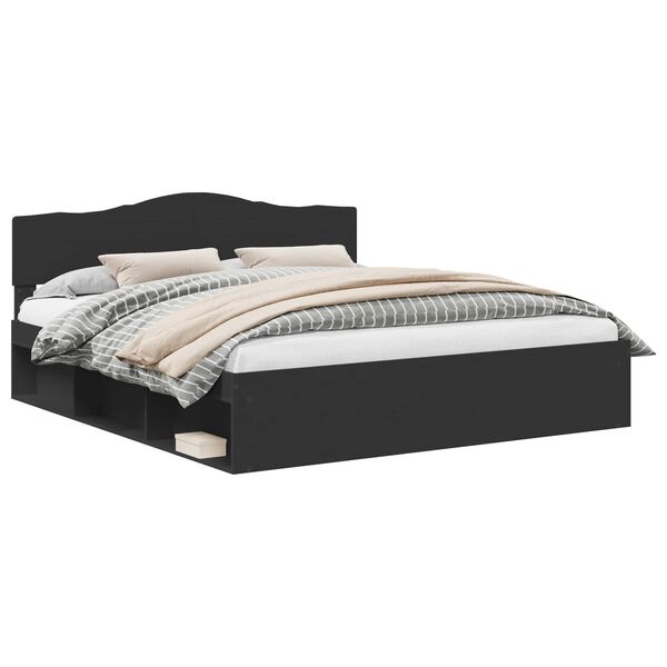 vidaXL Bettrahmen Schwarz 200 x 200 cm Massives Kiefernholz