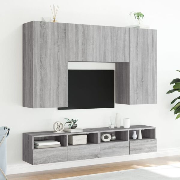 vidaXL TV-Wandschränke 2 Stk. Grau Sonoma 80x30x30 cm Holzwerkstoff
