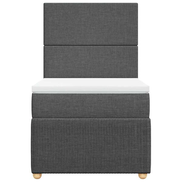 vidaXL Boxspringbett mit Matratze Dunkelgrau 90x190 cm Stoff