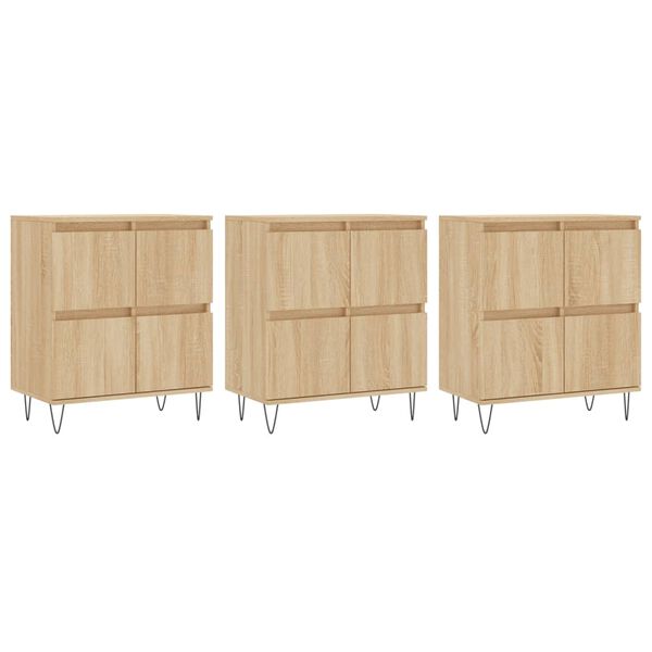 vidaXL Sideboards 3 Stk. Sonoma-Eiche Holzwerkstoff