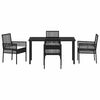 vidaXL Garten Essgruppe mit Kissen 5 pcs Schwarz Poly-Rattan