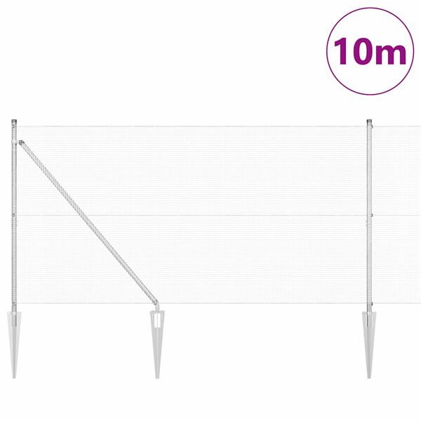 vidaXL Zaunpfosten Silber 10 x 1,4 m (12 x 12 mm Maschen) Stahl