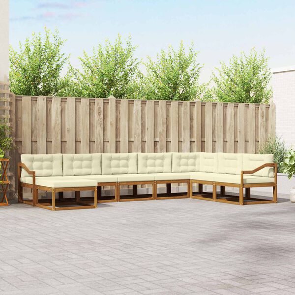vidaXL Outdoor-Sofagarnitur mit Kissen 8 pcs Natur und Creme