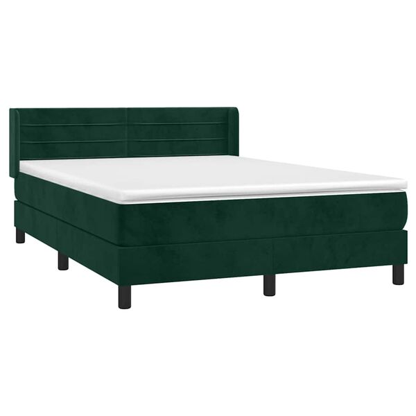 vidaXL Boxspringbett mit Matratze Dunkelgr&uuml;n 140x200 cm Samt