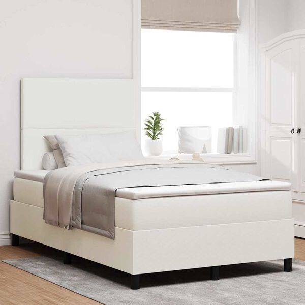 vidaXL Boxspringbett Creme und Wei&szlig; 193 x 120 x 128 cm Cordstoff