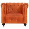 vidaXL Chesterfield-Sessel Hellbraun Echtleder