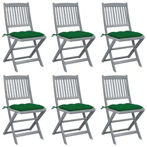 vidaXL Klappbare Gartenst&uuml;hle 6 Stk. mit Kissen Massivholz Akazie