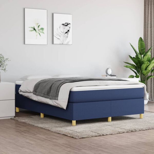 vidaXL Boxspringbettgestell Blau 140x200 cm Stoff