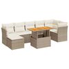 vidaXL 8-tlg. Garten-Sofagarnitur mit Kissen Beige Poly Rattan