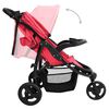 vidaXL 3-Rad-Kinderwagen Rot und Schwarz Stahl