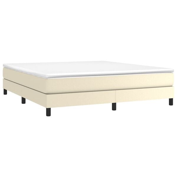 vidaXL Boxspringbett mit Matratze Creme 180x200 cm Kunstleder