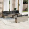vidaXL 11-tlg. Garten-Sofagarnitur mit Kissen Grau Poly Rattan
