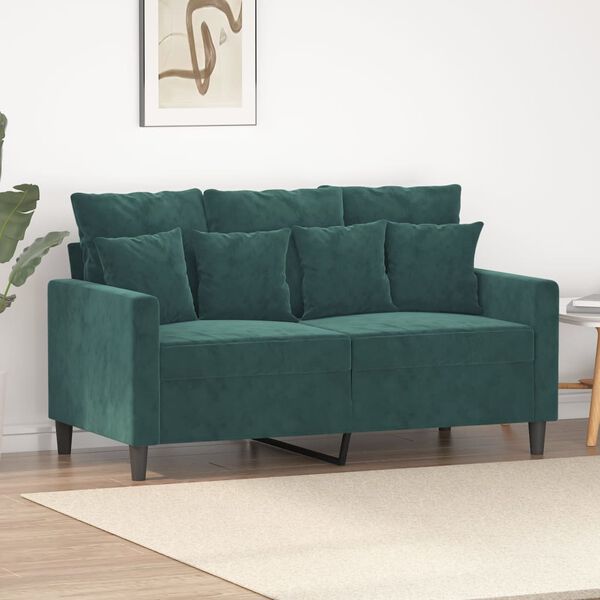 vidaXL 2-Sitzer-Sofa Dunkelgrün 120 cm Samt