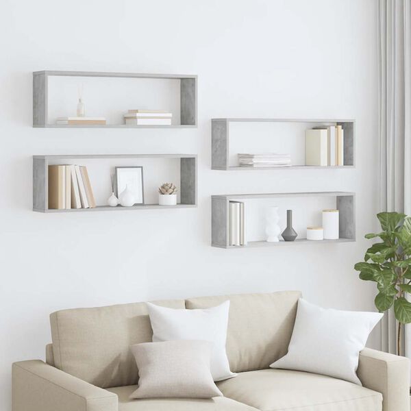 vidaXL W&uuml;rfelregale 4 Stk. Betongrau 80x15x26,5 cm Holzwerkstoff