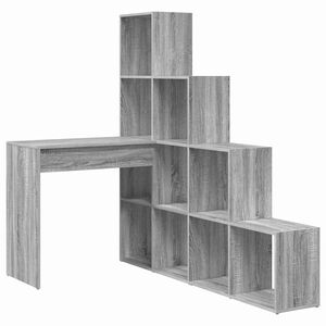 vidaXL Eck-Schreibtisch mit Regal Sonoma-Grau 101,5 x 149,5 x 149,5 cm