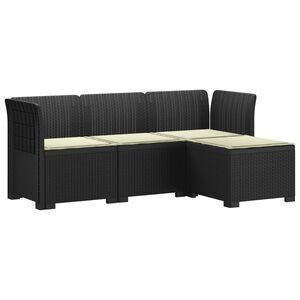 vidaXL 4-Sitzer Garten Sofa mit Kissen Rattan Look PP Anthrazit