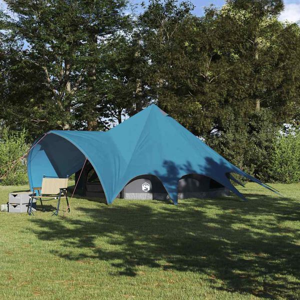 vidaXL Teepee Zelt f&uuml;r 5 Personen Blau und Grau 600 x 600 x 347 cm