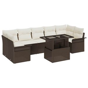 vidaXL Gartensofa-set mit Kissen 8 pcs Braun Poly-Rattan