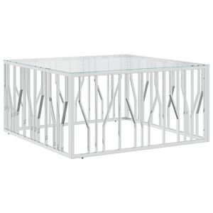 vidaXL Couchtisch 100x100x50 cm Edelstahl und Glas