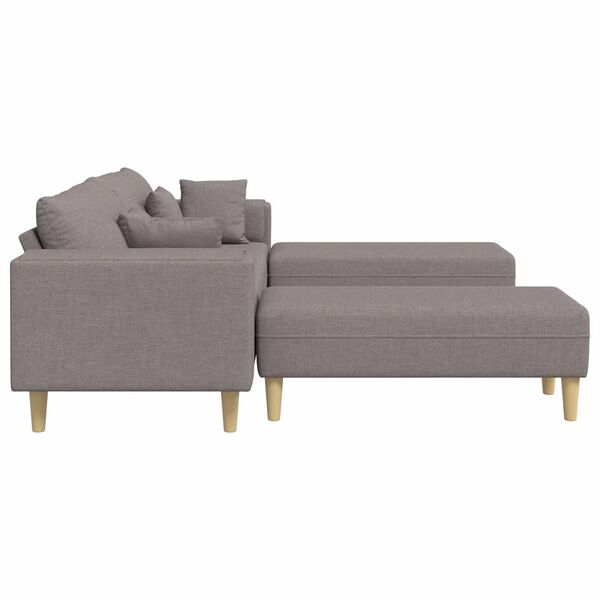 vidaXL Stoffsofa mit Kissen Taupe 208 cm Stoff