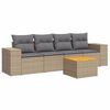 vidaXL 5-tlg. Garten-Sofagarnitur mit Kissen Beige Poly Rattan