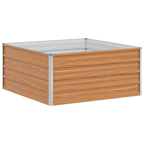 vidaXL Hochbeet Hellbraun 100 x 100 x 45 cm Verzinkter Stahl