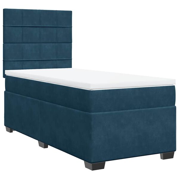 vidaXL Boxspringbett mit Matratze Blau 90x200 cm Samt