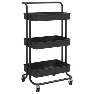 vidaXL K&uuml;chenwagen 3 Etagen Schwarz 42x35x85 cm Eisen und ABS