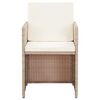 vidaXL 15-tlg. Garten-Essgruppe mit Auflagen Poly Rattan Beige