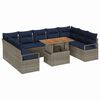vidaXL Garten-Sofa-Set mit Kissen 10 pcs Grau und Marineblau