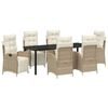 vidaXL Garten Essgruppe mit Kissen 7 pcs Beige Poly-Rattan
