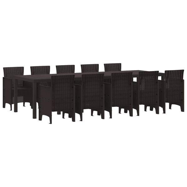 vidaXL Garten Essgruppe mit Kissen 11 pcs Braun Rattan