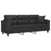 vidaXL 3-Sitzer-Sofa mit Kissen Schwarz 180 cm Kunstleder