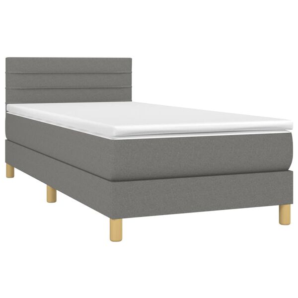 vidaXL Boxspringbett mit Matratze & LED Dunkelgrau 80x200 cm Stoff