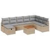 vidaXL Garten-Sofa-Set mit Kissen mit Speicher 9 pcs Beige Poly Rattan