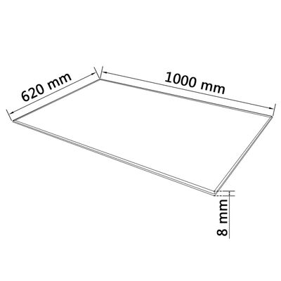 vidaXL Tischplatte aus gehärtetem Glas rechteckig 1000x620 mm