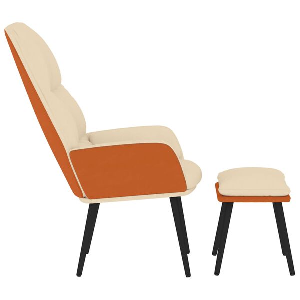 vidaXL Relaxsessel mit Hocker Cremewei&szlig; Stoff