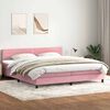 vidaXL Boxspringbett mit Matratze & LED Rosa 180x220 cm Samt