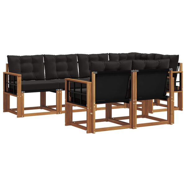 vidaXL Outdoor-Sofagarnitur mit Kissen 7 pcs Nat&uuml;rlich und Schwarz