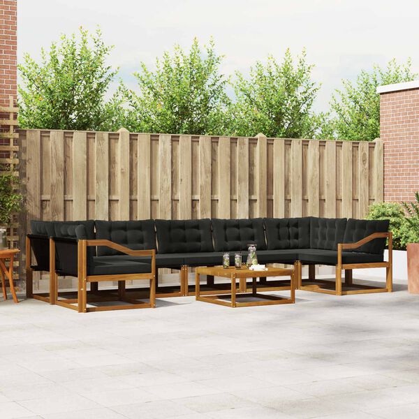 vidaXL Outdoor-Sofagarnitur mit Kissen 8 pcs Nat&uuml;rlich und Schwarz