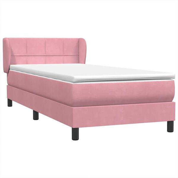 vidaXL Boxspringbett mit Matratze Rosa 100x210 cm Samt