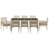 vidaXL Garten Essgruppe 9 pcs Beige Poly-Rattan