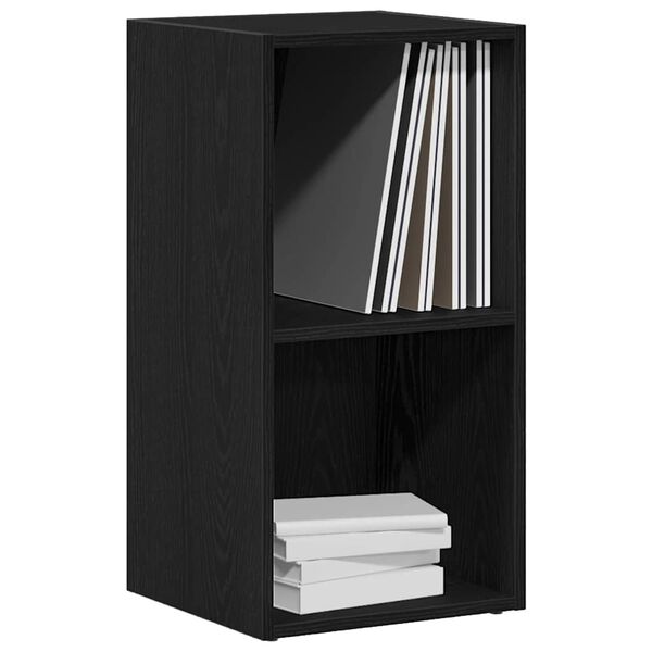 vidaXL LP-Aufbewahrungsbox Schwarz Eichen-Optik 71x34x36cm