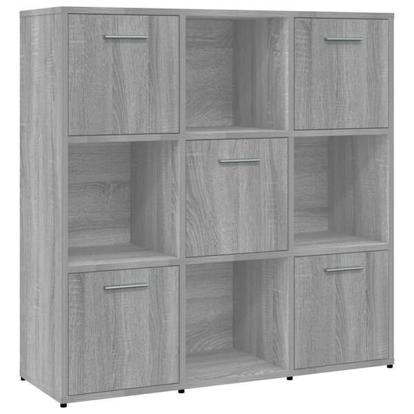 vidaXL Bücherregal Grau Sonoma 90x30x90 cm Holzwerkstoff