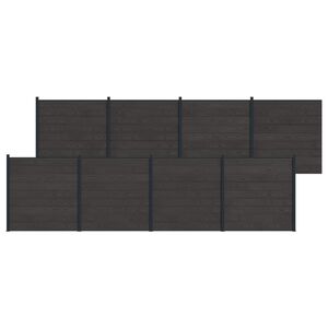 vidaXL zaunset 8 Stk. 1391 x 186 cm WPC und Aluminium Schwarz
