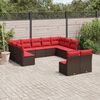 vidaXL 11-teiliges Gartensofa-Set mit Kissen, braun, Polyrattan